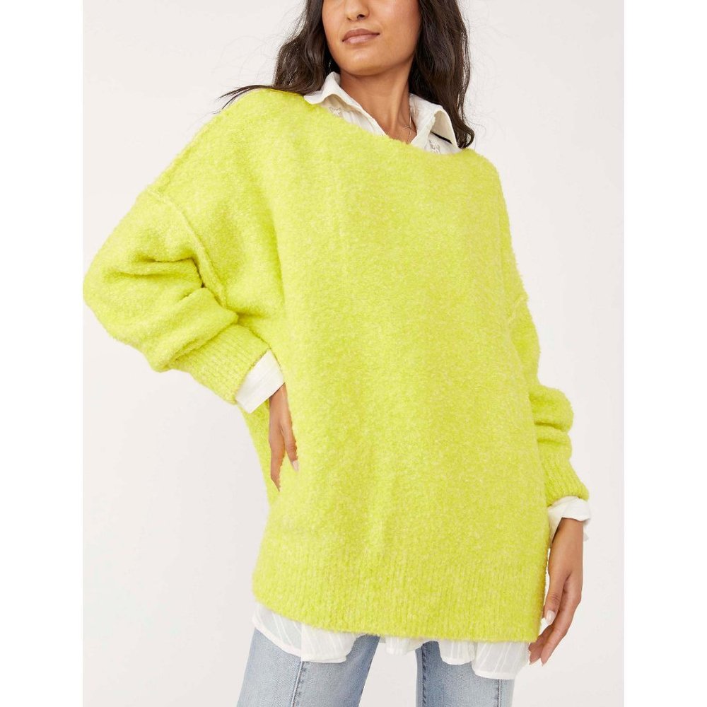 🎉LAST CHANCE🎉 NWT Free People Moira Slouchy Tunic / Citron Sun Combo - Picture 2 of 7